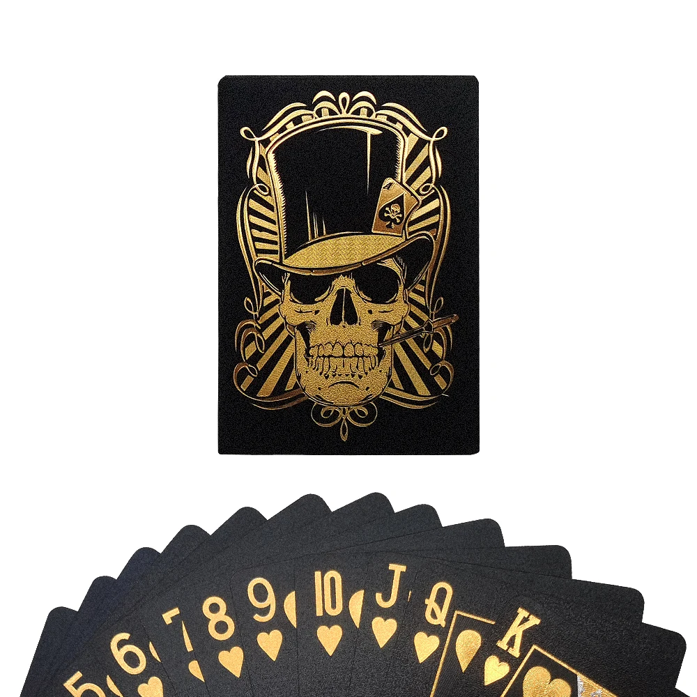 

SFT Poker Luxury 100% Plastic Art Matte Black/Golden Custom Logo Waterproof PVC Playing Cards Game For Sale, Gold/silver/customized