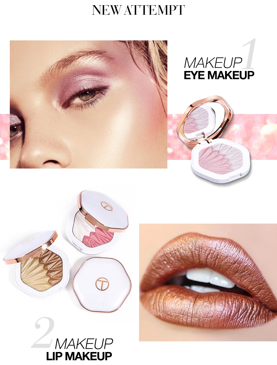 O.two.o Highlighter Powder Palette 2 In 1 Contour Pressed Powder Long