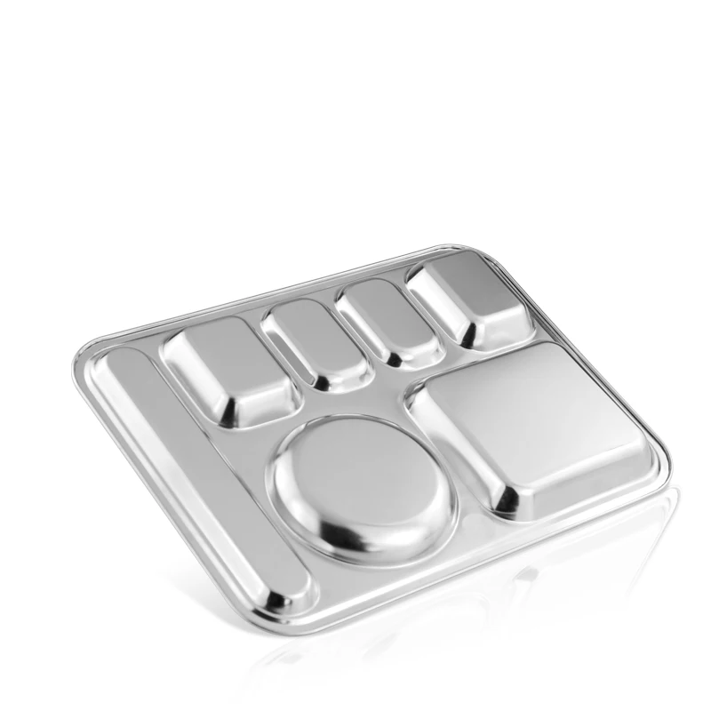 Wholesale Cafeteria Mess Serving Tray Stainless Steel 7 Compartments