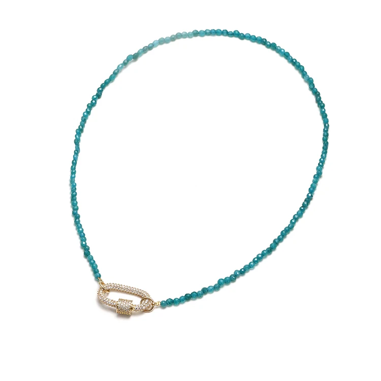

New Arrival Faceted Beads Lock Clasp Chain Beaded Necklace with Replaceable Lock, Picture