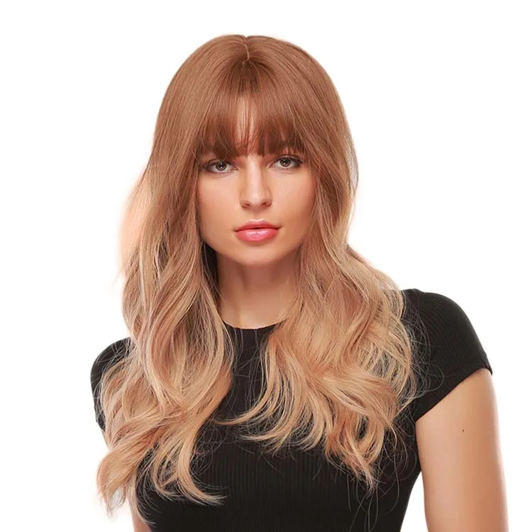 

Cheap Natural Ombre Wavy Curly Wig Long Heat Resistant Fiber Wigs for Women