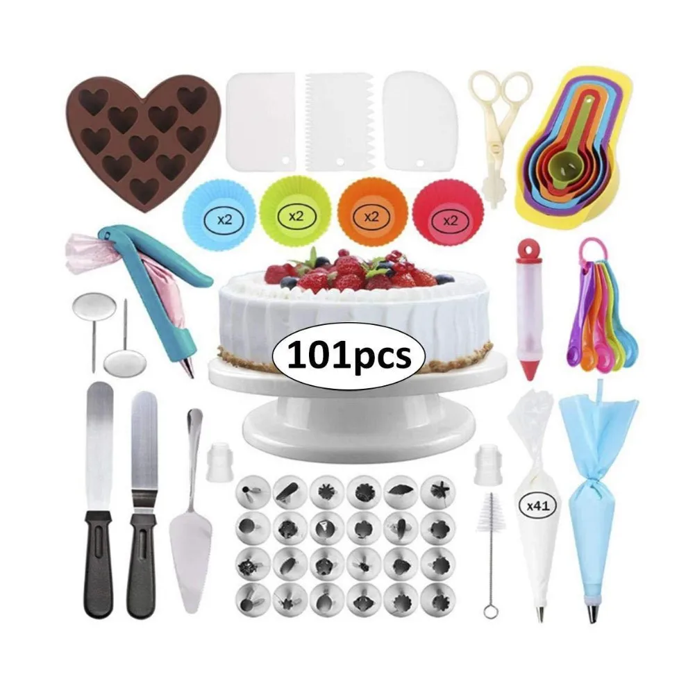 

101pcs Cake decorating supplies kit stainless steel baking tools cake decorating tips for cupcake tool silicone cake molds