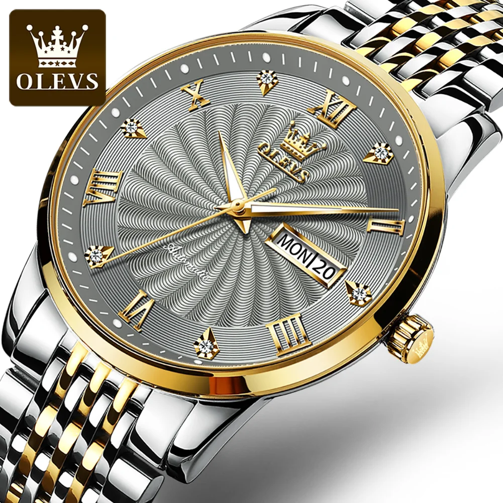 

OLEVS 6630 Oem Cheap Sport Custom Logo Gold Luxury Brand Automatic Stainless Steel Mechanical Wrist Smart Men Watch