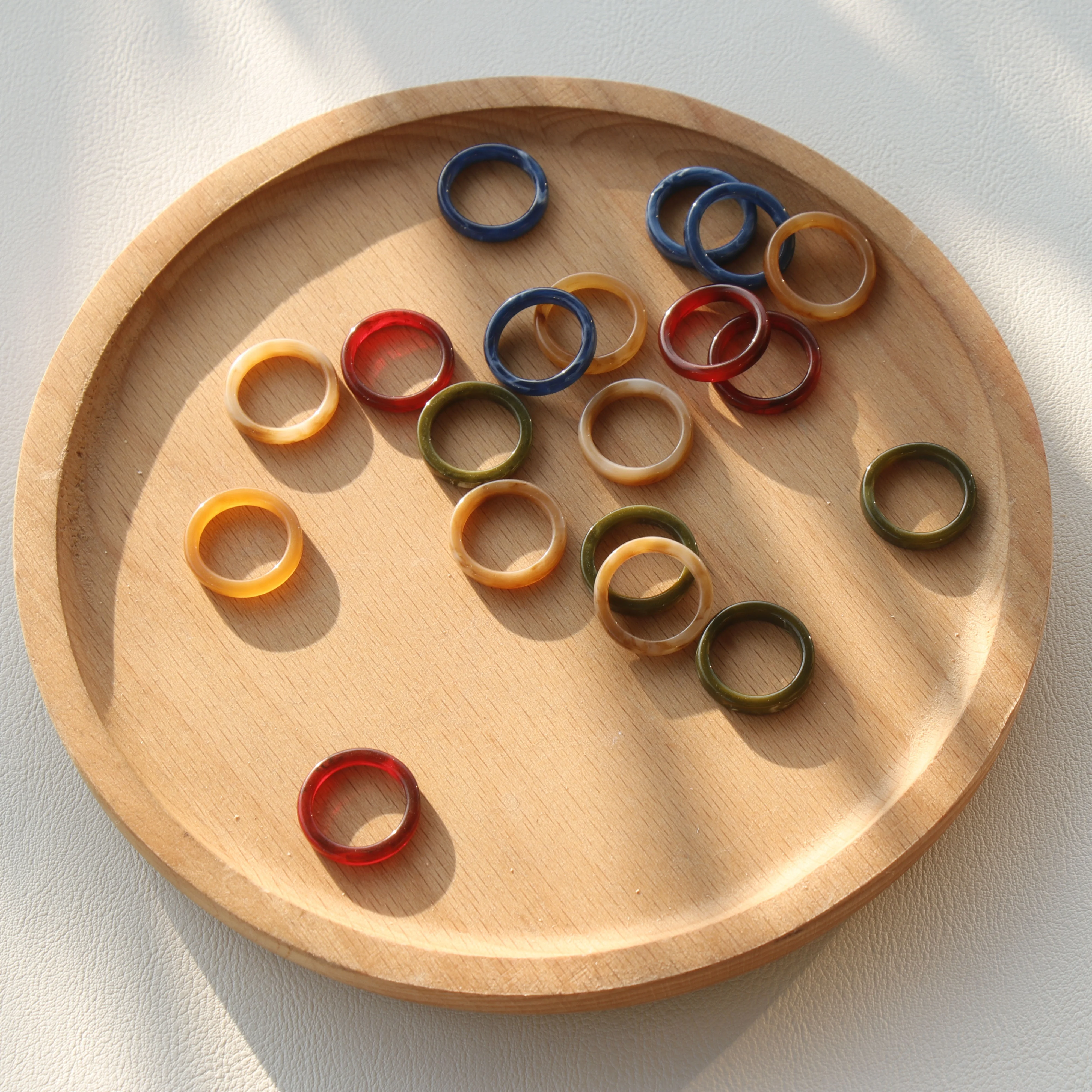 

JUHU 2021 Acrylic korean ring for women Fashion Simple clear colorful Resin Rings set Jewelry Wholesale resin acrylic rings
