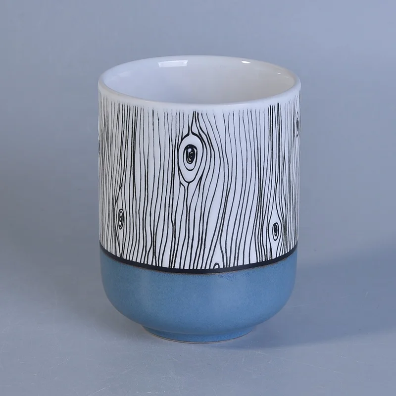 Vintage matte ceramic candle jars blue candle holder
