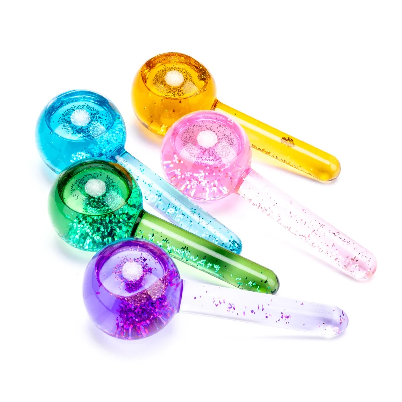 

KMD OEM Best Skin Beauty Face Roller Magic Glitter Colorful Pink Cooling Massager Gold Facial Ice Globes, Pink/blue/customize color
