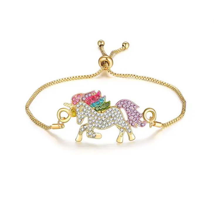

Hot sale silver gold 2 colors adjustable kids Children charm bracelets unicorn bracelet GIFT, 5 color