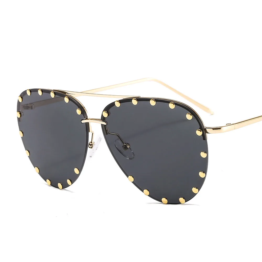 

New style metal rivet frame PC lens UV400 women fashion sunglasses