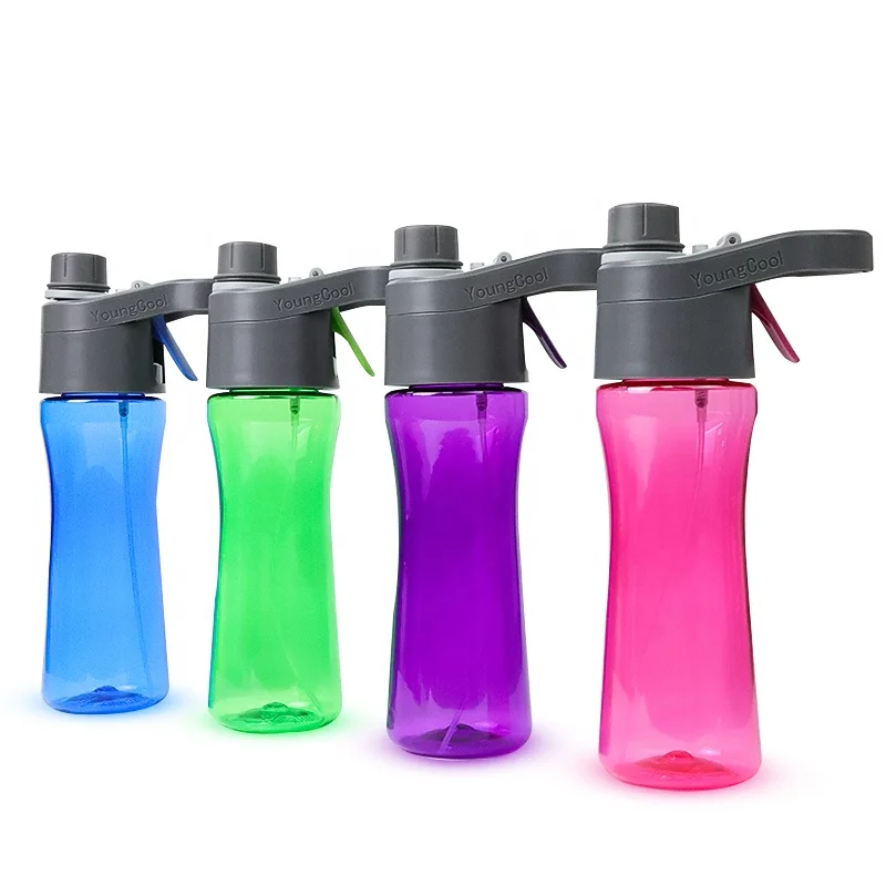 

Wholesale High-Quality Plastic Spray Sports Water Bottle with Straw, Spray button design, Camping & Home & School