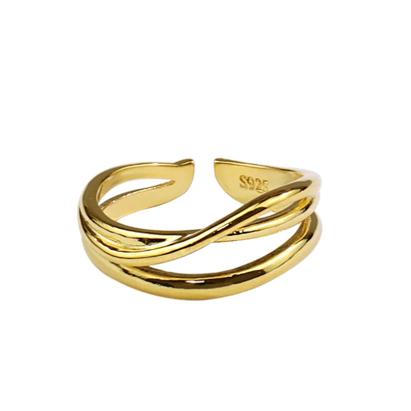 

2021 New Jewelry 18K Gold Plated Geometric Twisted Open Rings Irregular Crossed Finger Rings, As picture