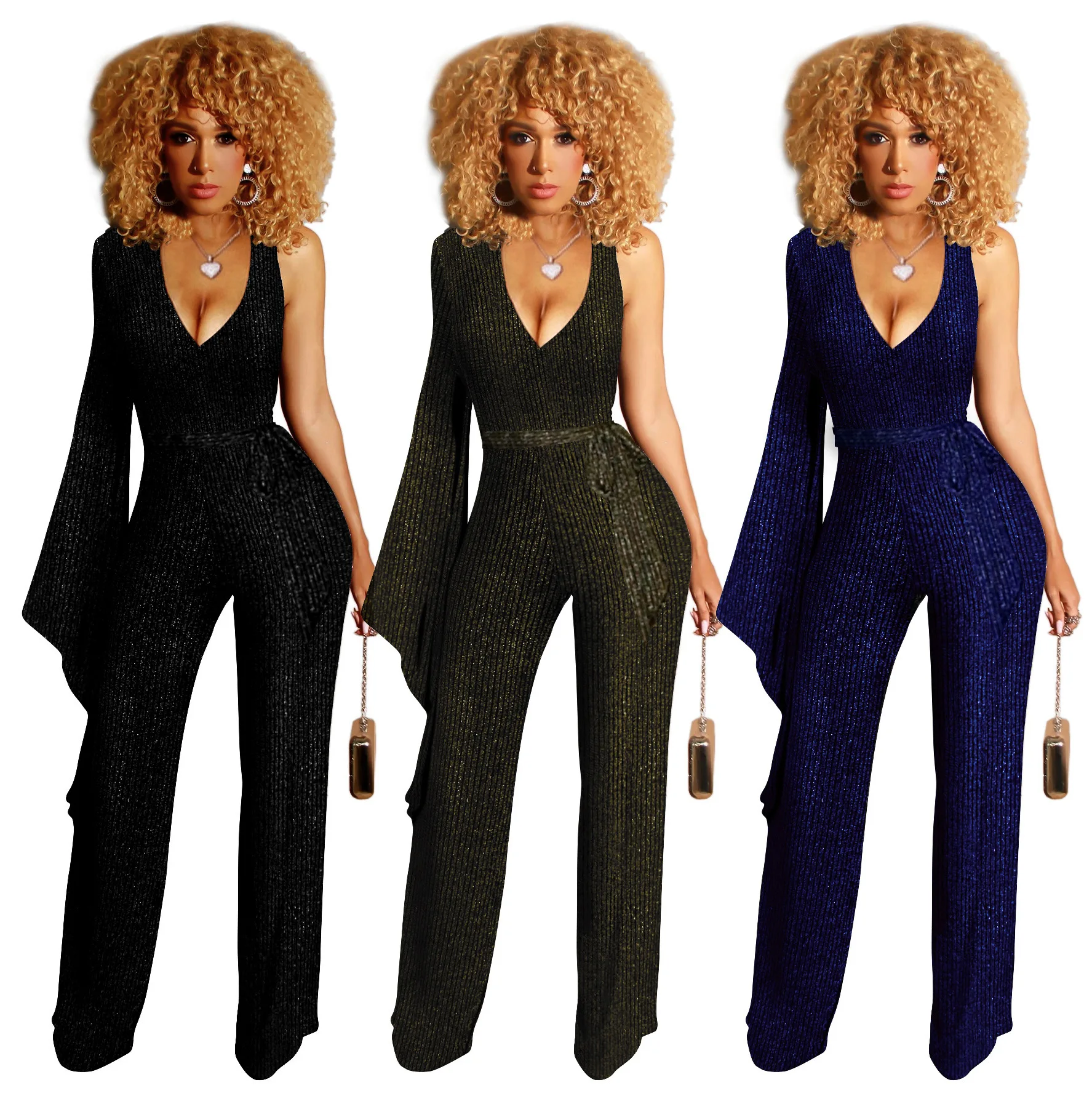 

2021 Fashionable V Neck Striped Women's Jumpsuit Summer Sleeveless One Piece Rompoers Casual Bodysuits