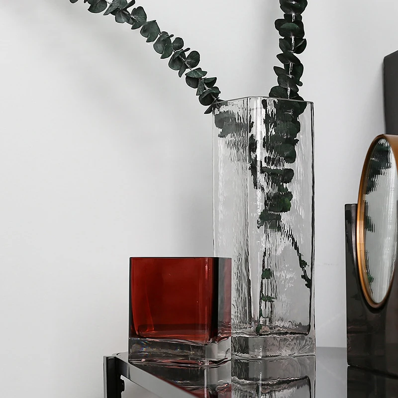 

Nordic Home Decoration Restaurant Table Dried Artificial Flower colorful Transparent Glass Vase For Floral Arrangements, 4 colors