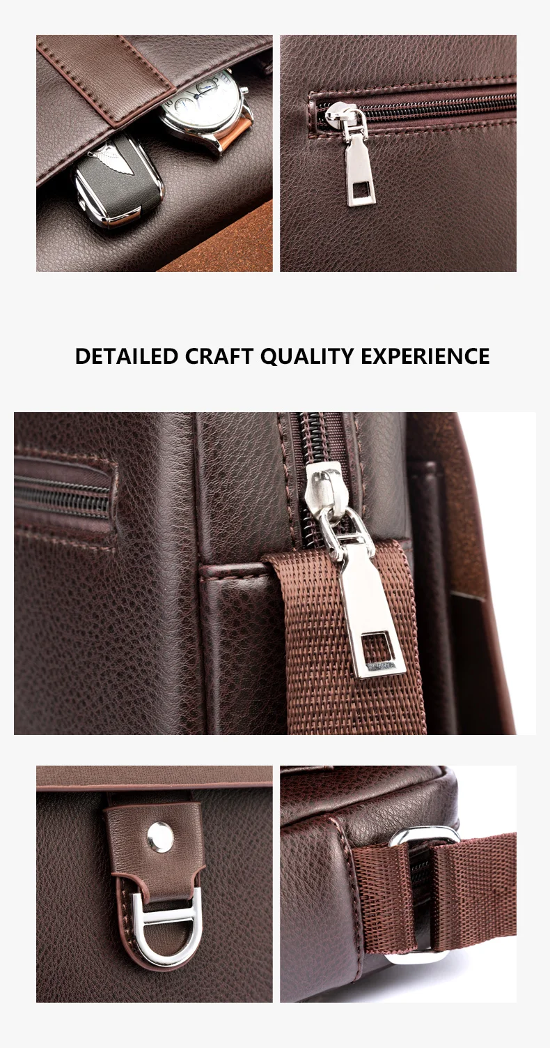 WEIXIER 8643 Brand New Fashion PU Leather Men Messenger Bags Casual Men's Shoulder Bag Zipper Crossbody Business Male Handbag