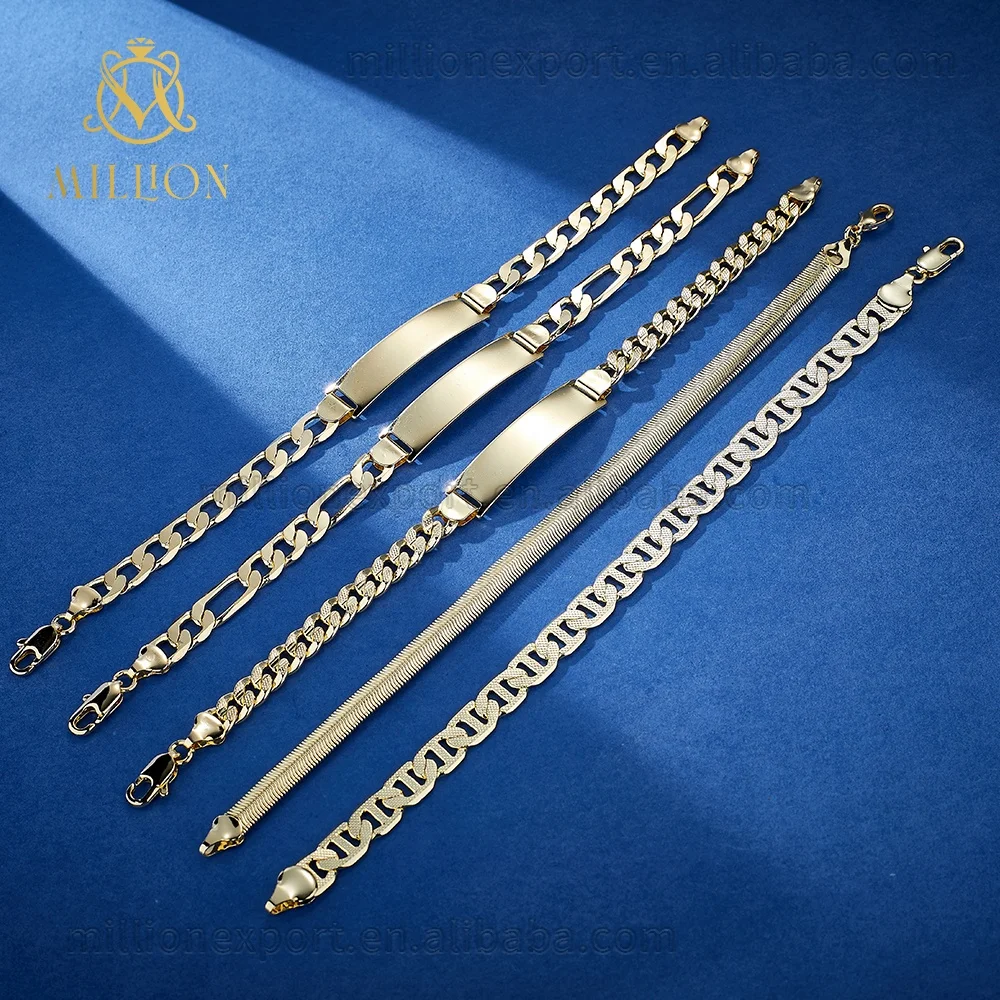 

18k Gold Filled High Quality Solid Basic Chains Snake Chain Cuban Chain & Link Bracelets Unisex Basic Figaro Bracelets