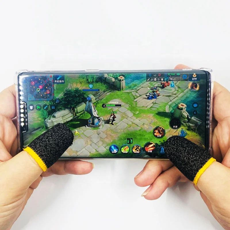 

Mobile Game Controller Finger Sleeve Sets Anti-Sweat Full Touch Screen Sensitive Shoot Aim Joysticks Finger for PUBG, Black, blue