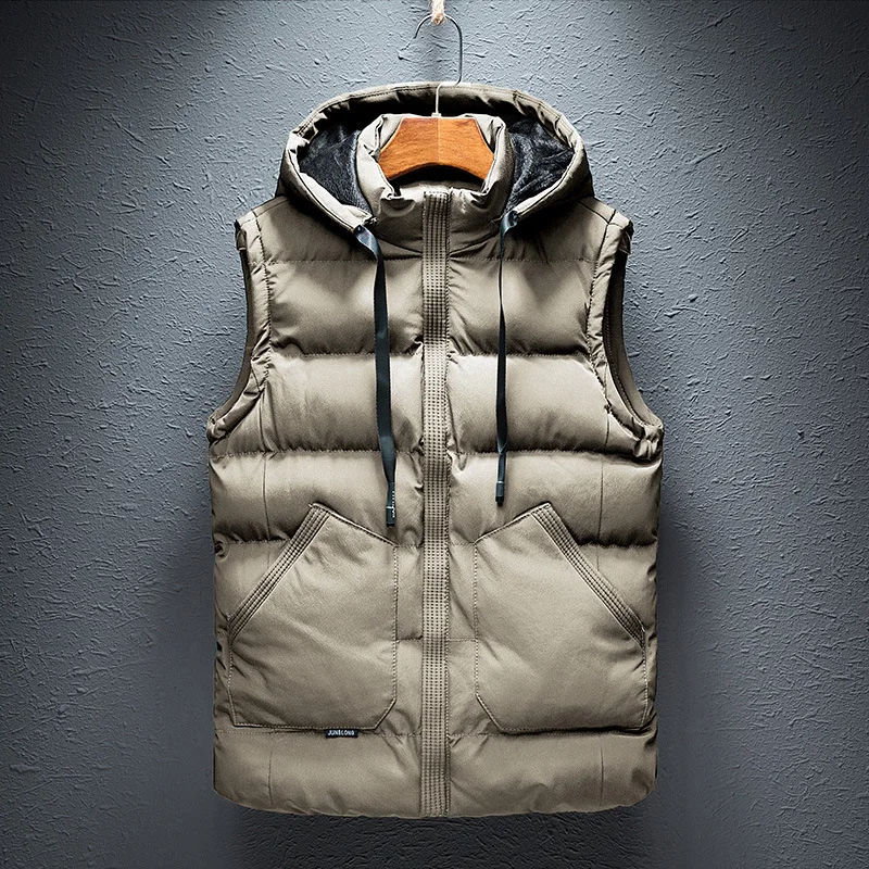

Hot sell wholesale custom LOGO zipper winter jacket black quilted down puffer vest men