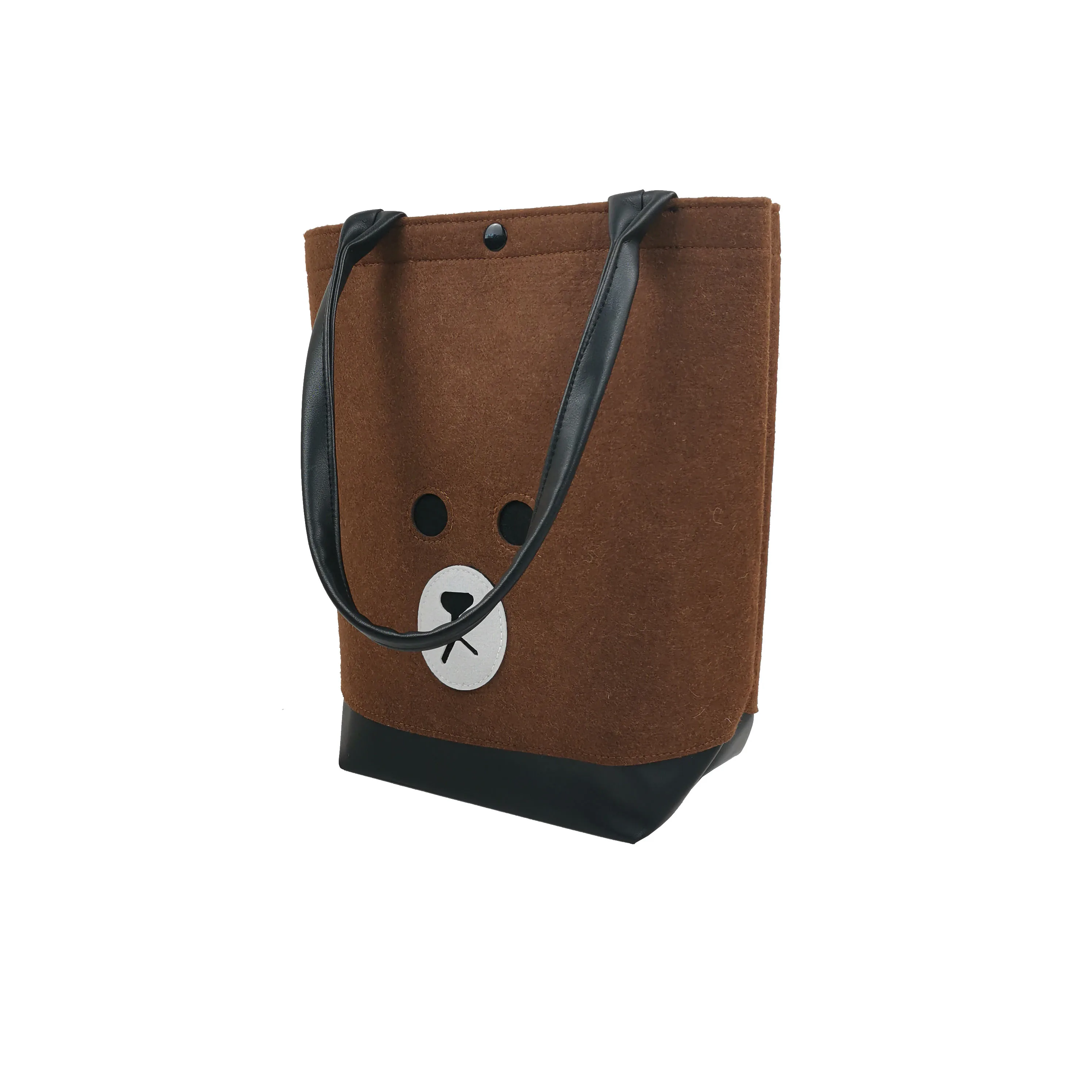 

Upin cute bear pattern logo OEM Brown childrens RPET felt tote shopping bags with logos felt
