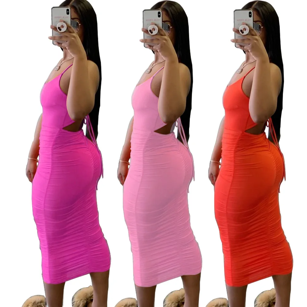 

Summer Lady Elegant Clothes Sexy bodycon slip dress drape bandage backless Night Evening Party Women Girls' Casual Dress, Pls see the color column