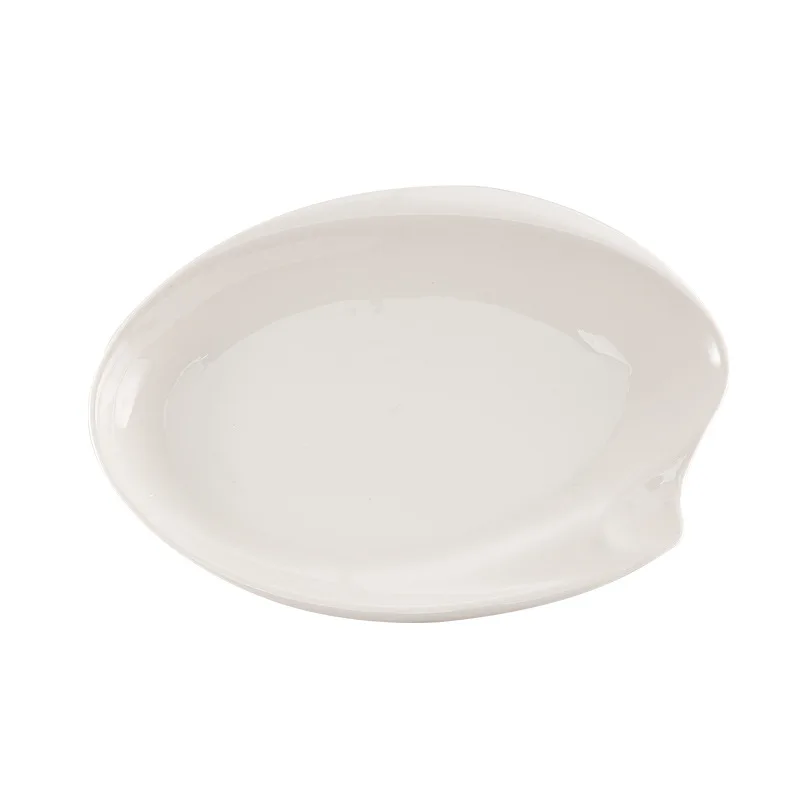 

White Oval Dish Chaozhou Ceramic Plate Strange Shape Dish Irregular White Porcelain Dish Restaurant Denier Plate