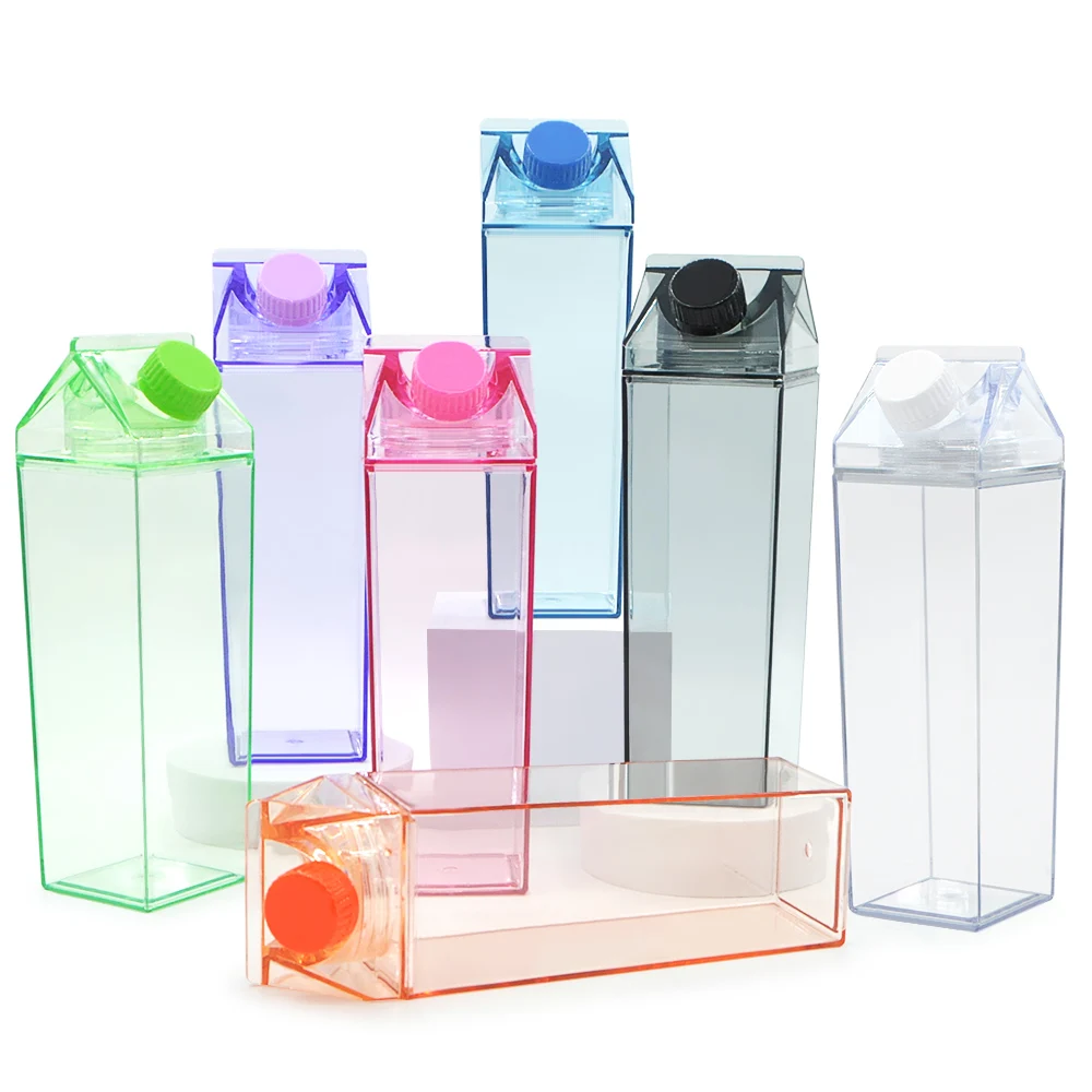

milk carton water bottle 1l acrylic clear milk box bpa free plastic juice transparent with custom logo