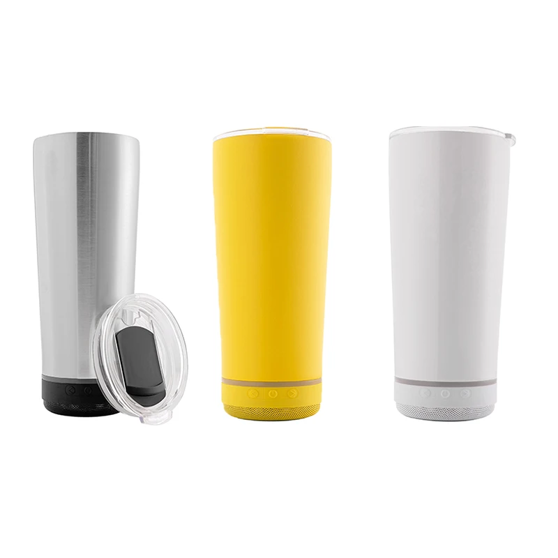 

18oz Glass Speaker Double Wall Stainless Steel Sublimation White Blank Music Cup Insulated Glass Speaker Water Bottle, As pic