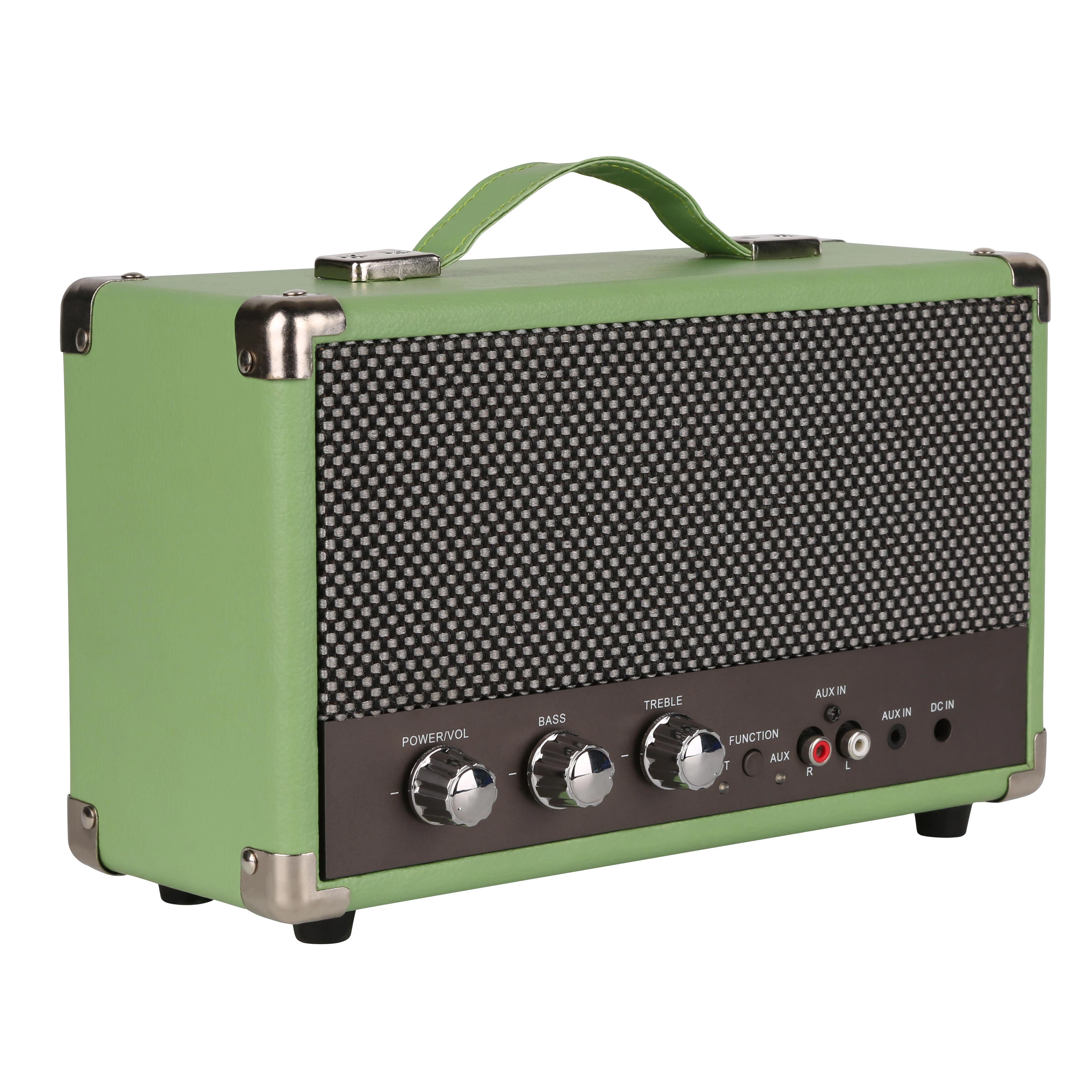 

Wireless BT V4.0 Portable Stereo Suitcase Retro Speaker with HD Sound and Bass Aux in Tremble Portable Wireless Speaker, Green