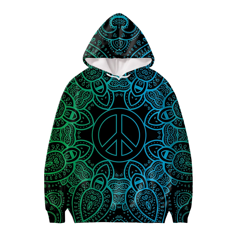 

New Arrivals Vintage Hoodie For Autumn Plus Size Mandala Peace Print Wholesale Hoodies Men's Sweatshirts LOGO Custom Hoodie Men
