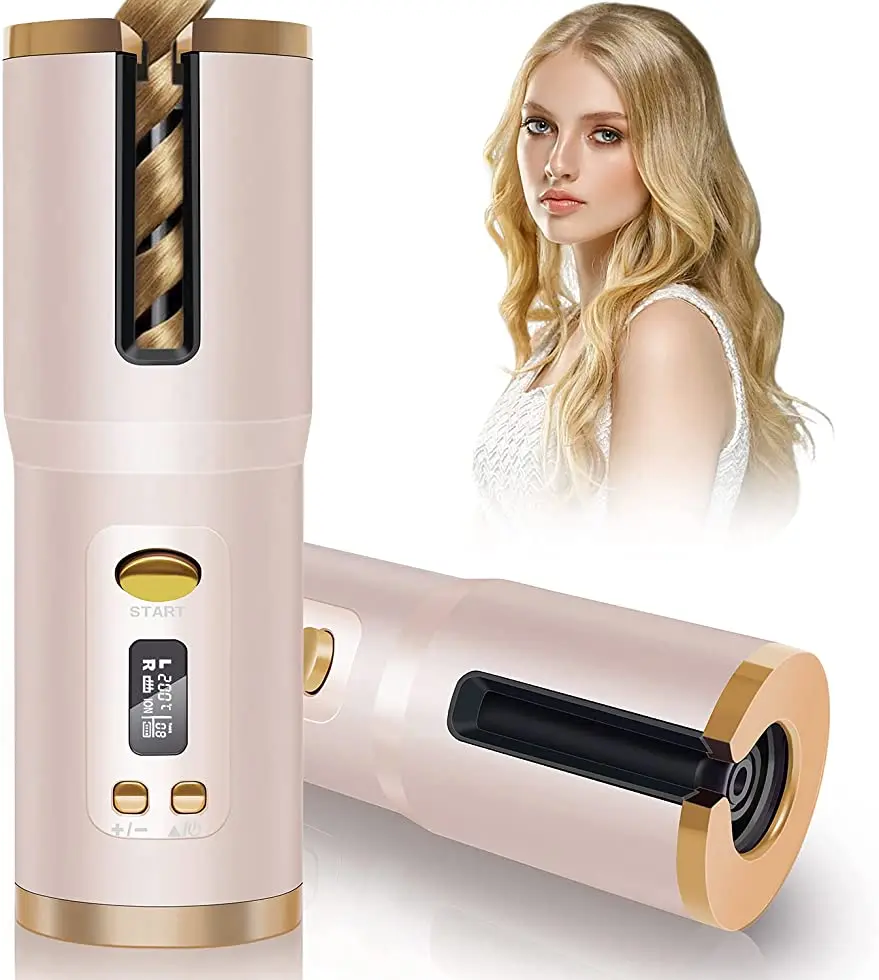 

Usb Auto Wireless Cordless Rotating Hair Curler Led Display Portable Rechargeable Wireless Automatic Hair Curler