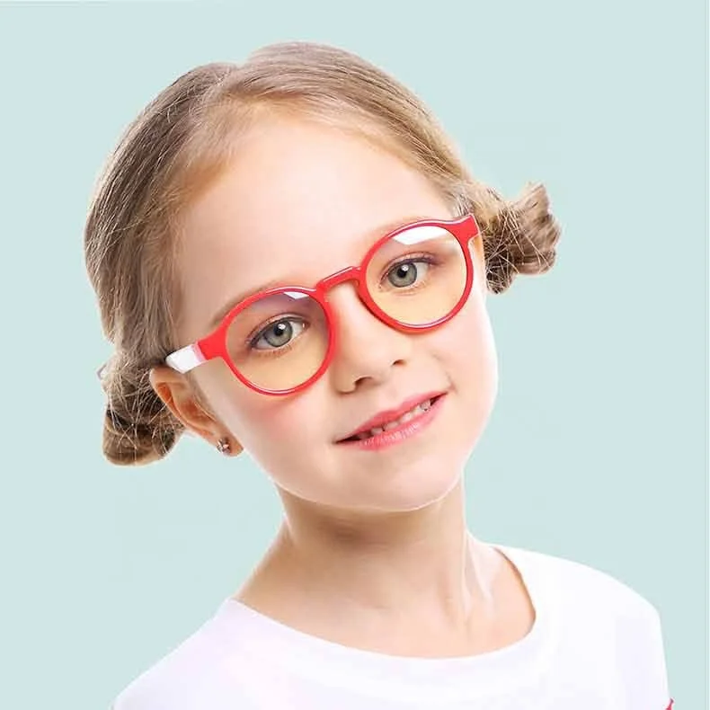 

2021 safety soft silicone round frame kids eyewear durable anti blue light blocking computer protection glasses for children