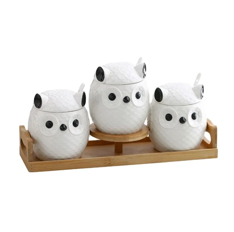 

Owl Style Ceramic Sealed Cans and Seasoning Jars, Customized color