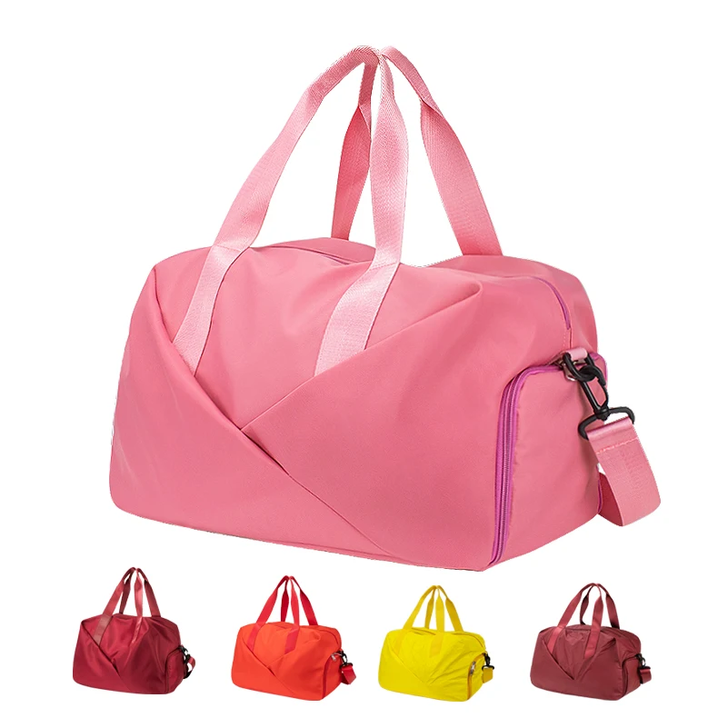 

Custom Logo Girls Sport With Shoe Compartment Fitness Duffle Pink Women Gym Bags