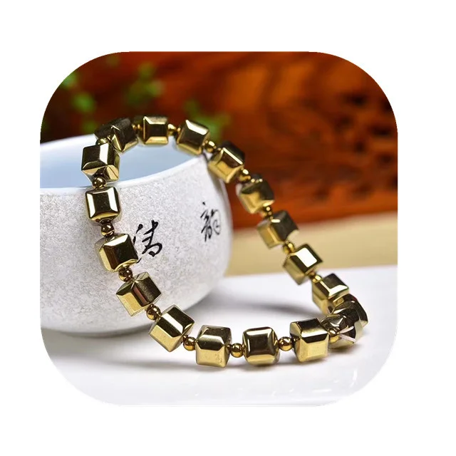 Crystal Spiritual Bracelets Women Healing Natural Stone 8mm square Pyrite Healing Bracelet for Gift