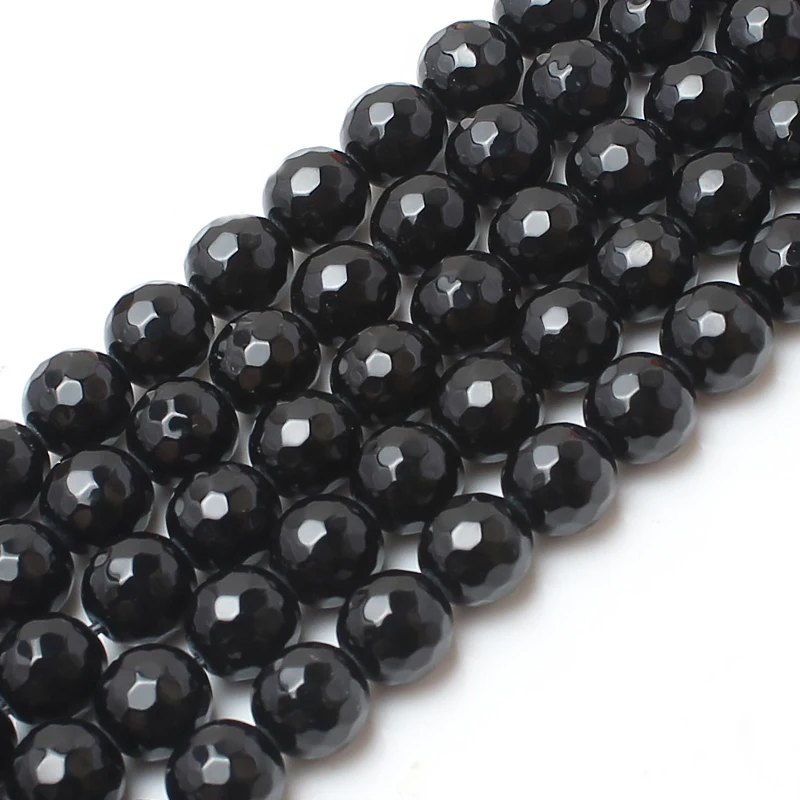 

Wholesale 4/6/8/10/12MM Faceted Black Agates Onyx Loose Stone Beads for Bracelets Necklace Jewelry Making