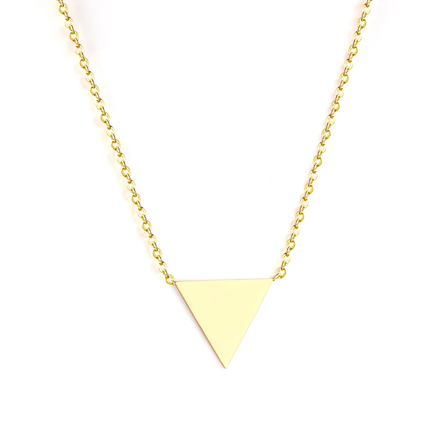 

Girls Accessories Jewelry Stainless Steel Cheap Gold Triangle Necklace, Gold/silver available
