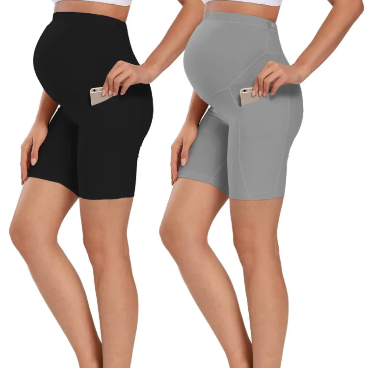 

Women's Maternity Yoga Shorts Pants Leggings High Waist Comfortable Pregnancy Yoga Pants With Pocket, Customized color