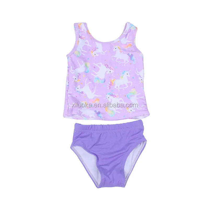 

Summer Clothes Swimsuit Baby Sleeveless Outfit Unicorn Print Boutique 2 Pcs Clothing Set, Picture
