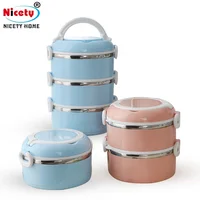 

high quality multicolor 4 layers stackable tiffin stainless steel lunch box insulated with silicone seal lid