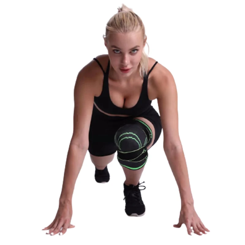 

Knee support simple color movement, anti slide kneepads with pressure band, Green,black,orange,red