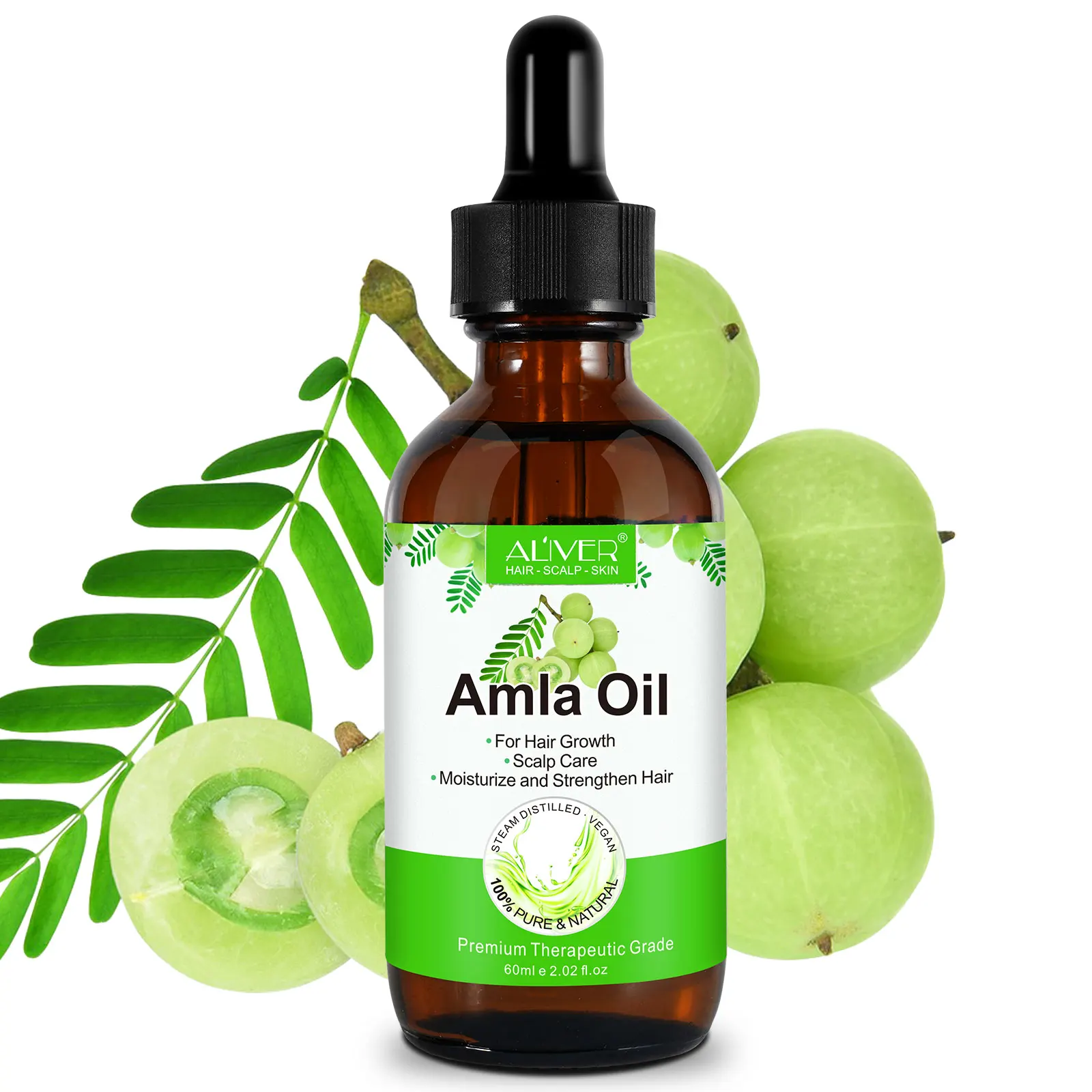 

60ml Hair Growth Moisturizing Cruelty Free Natural and Cold Pressed Organic Amla Hair Essential Oil to Prevents Hair Breakage