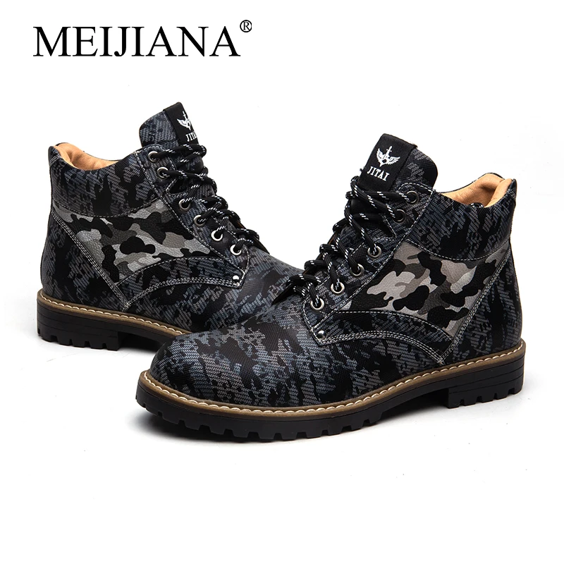

Fashion High shoes High quality MeiJiaNa New 2019 Work boots lace Boots Men's outdoor Round head Men's desert boots