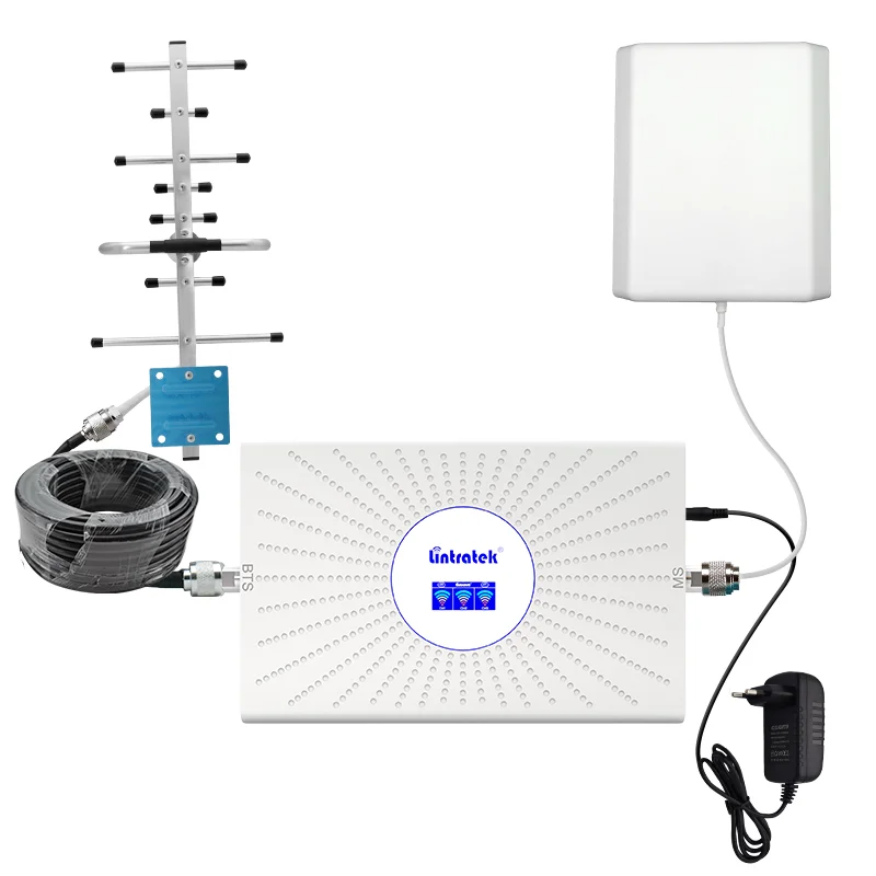 

LINTRATEK Repeaters Cell Phone Signal Repeater Tri Band AGC 900 1800 2100mhz Repeater4g Signal Booster 900/1800/2100 Mhz 23 Dbm