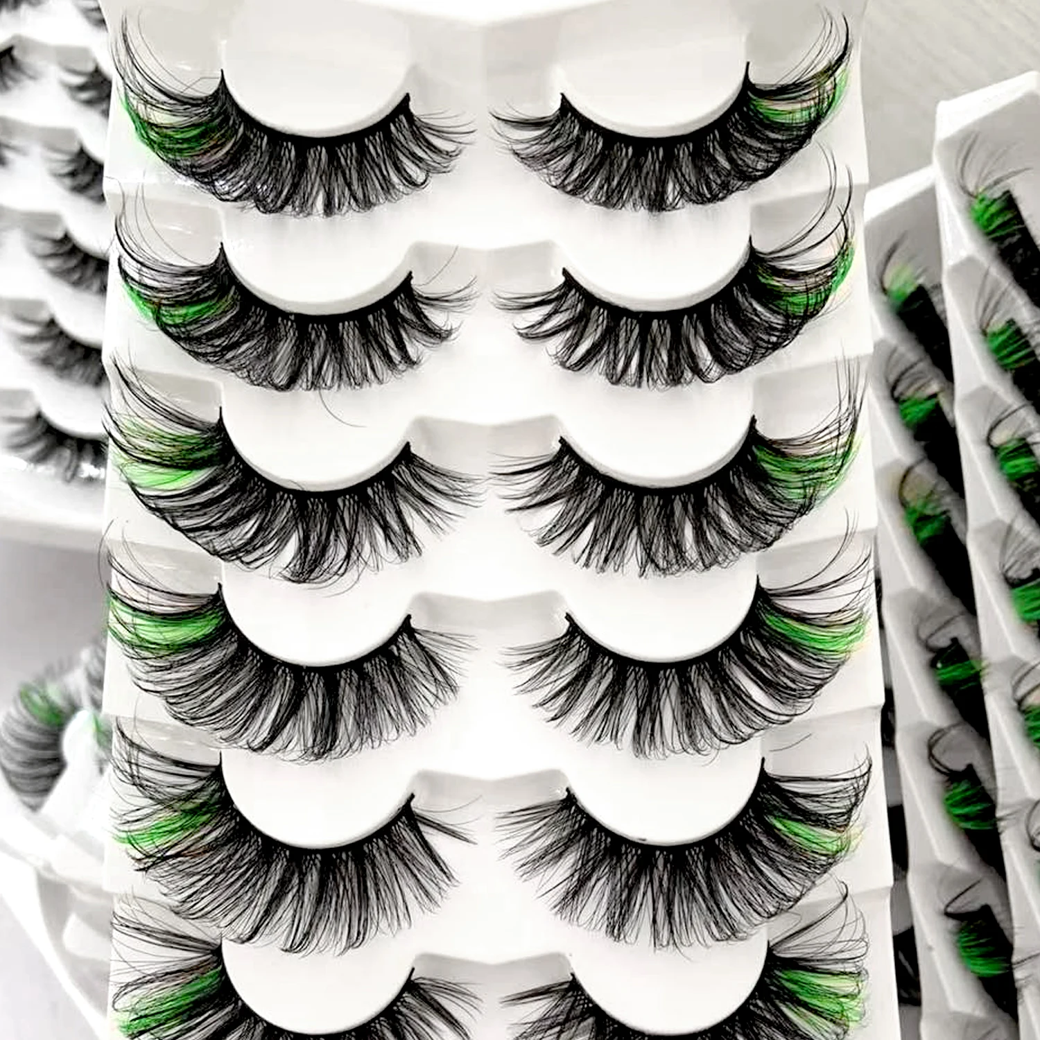 

Wholesale Vendor Good Quality Lash Extension 3d Colorful Lashes Private Label Reuse Faux Mink Colorful Eyelashes