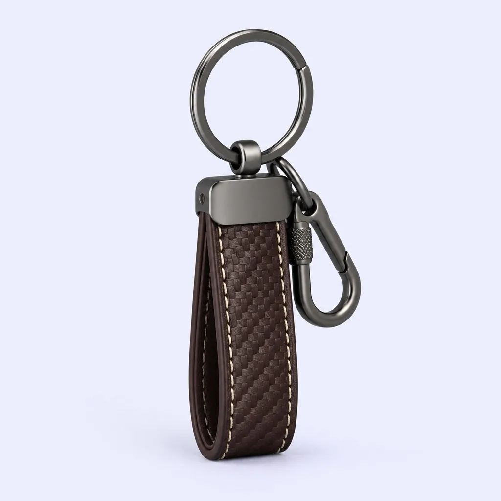 Keychain angled view with screw-lock carabiner