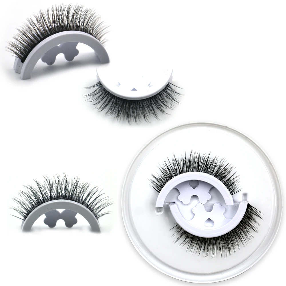

Free Samples Popular adhesive silk Lashes Self Adhesive Strip 3D Faux Silk Mink Eyelashes, Black color
