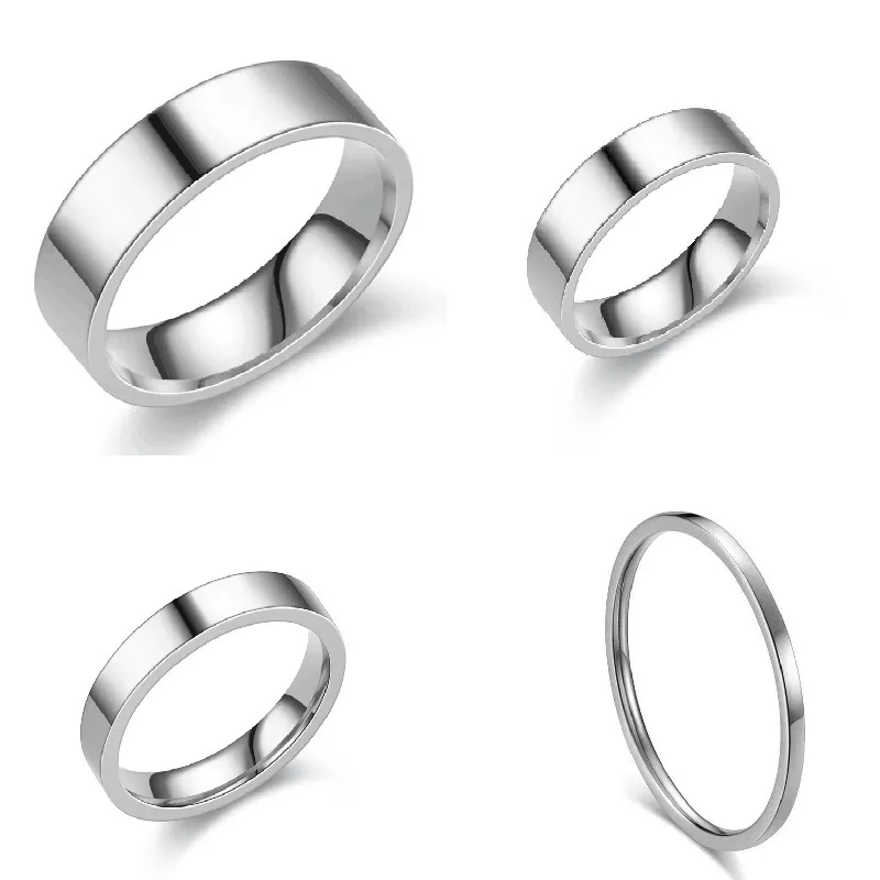 

2/4/6/8mm width inner ball outer flat men's and women's tail plain stainless steel ring