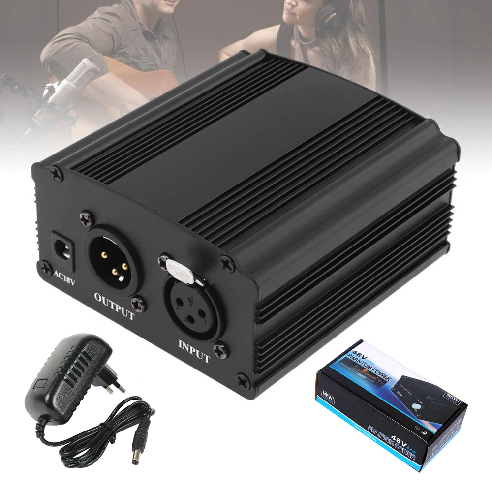 

Professional 48V Dc Phantom Power Supply Genuine Professional For Studio Recording Condenser Microphone Computer