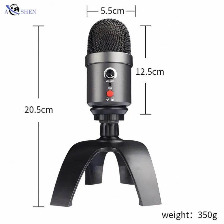 

wholesale Professional USB usb microphone desktop condenser with Desktop tripod Stand for recording