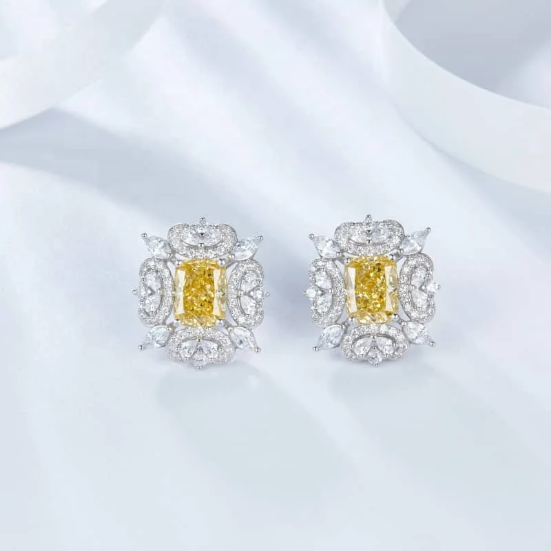 

customize fine jewelry 925 sterling silver earrings women engagement jewelry christmas gift yellow diamond earrings, White gold (rose gold, yellow are avaliable)