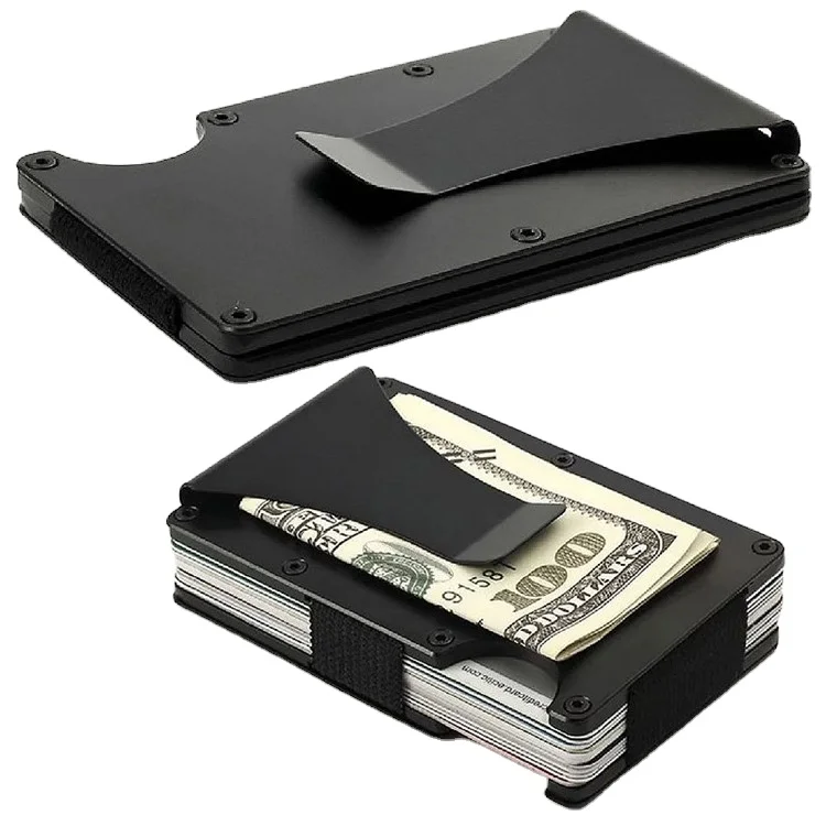 

Hot Products men Front Pocket wallet RFID Blocking Metal Id metal Wallets with Money Clip card holder wallet
