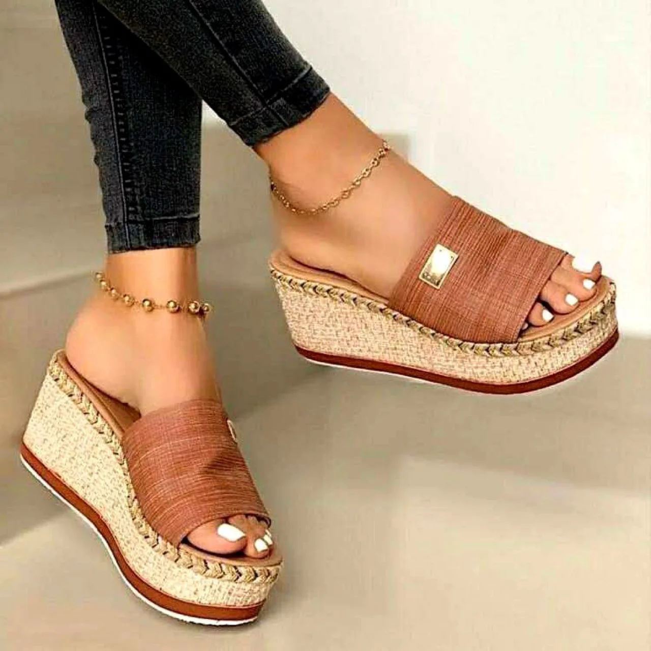 

2021 Summer Women's Fish Mouth Fashion Sandals Increased Wedge Heel Charming Women's Shoes, As shown